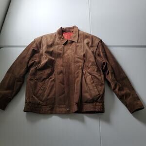Maquette Jacket Mens 40 Brown Suede Bomber Full Zip Lined Made In Israel Pockets